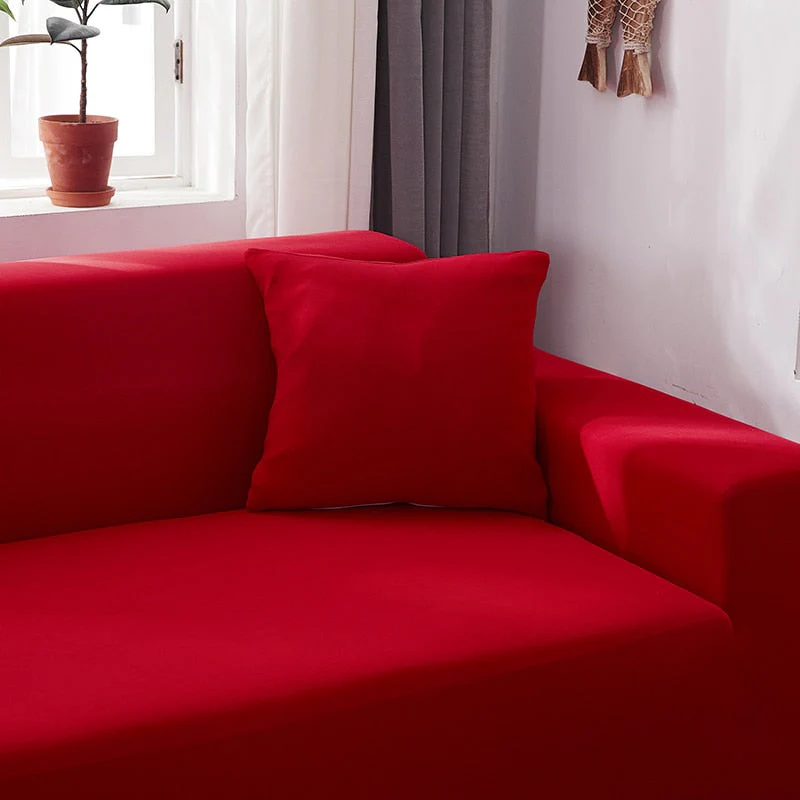 HULIANFU Solid Color Elastic Sofa Cover For Living Room 1/2/3/4 Seater L-Shaped Corner Sofa Cover Slipcover Stretch Couch Armchair Covers - Deanwangkt