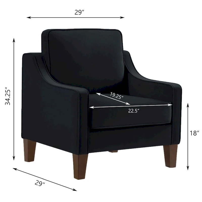 Armchair,Living Room Single Seat Sofa Chair with Wooden Legs,Upholstered Velvet Accent Chair