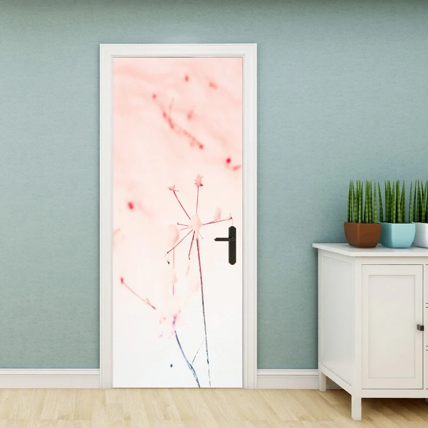 HULIANFU PVC Material Self-adhesive Door Stickers Art Colorful Light Tie-dye Blooming Abstract Home Decor Poster Door Decoration Stickers - Deanwangkt