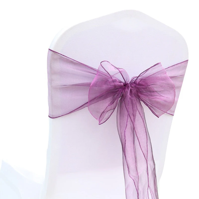 HULIANFU Wedding Decoration Organza Chair Sashes Bow For Party Christmas Halloween hotel Chair Decoration Supplies(Pack of 50pcs  pink) - Deanwangkt