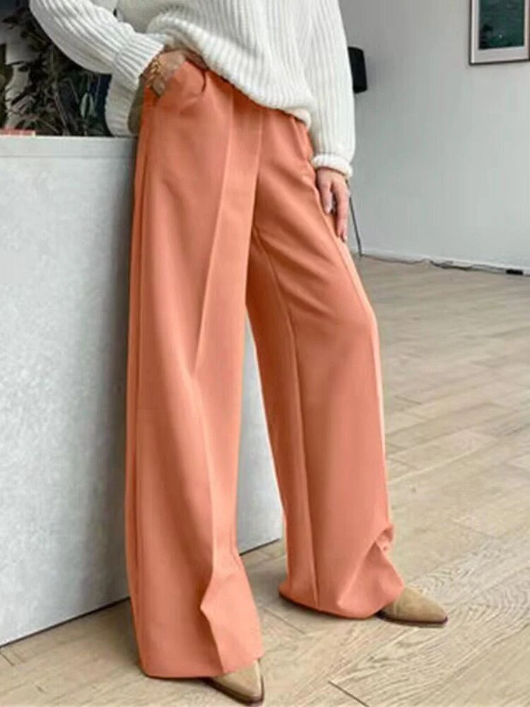 Women's Pants Female Clothing Streetwear Women High Waist Drape Premium Loose Wide Leg Pants Fashionable Temperament Wild - Deanwangkt
