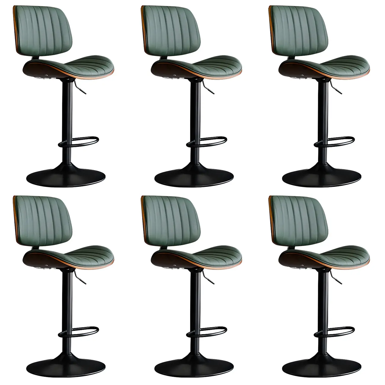 Modern Faux Leather Adjustable Swivel Bar Stools