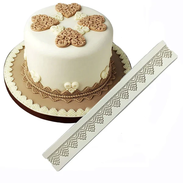 HULIANFU Pearl Rope Wave Flower Gemstone Shape Cake Side Lace Silicone Sugarcraft Mold Fondant Cake Decorating Tools - Deanwangkt