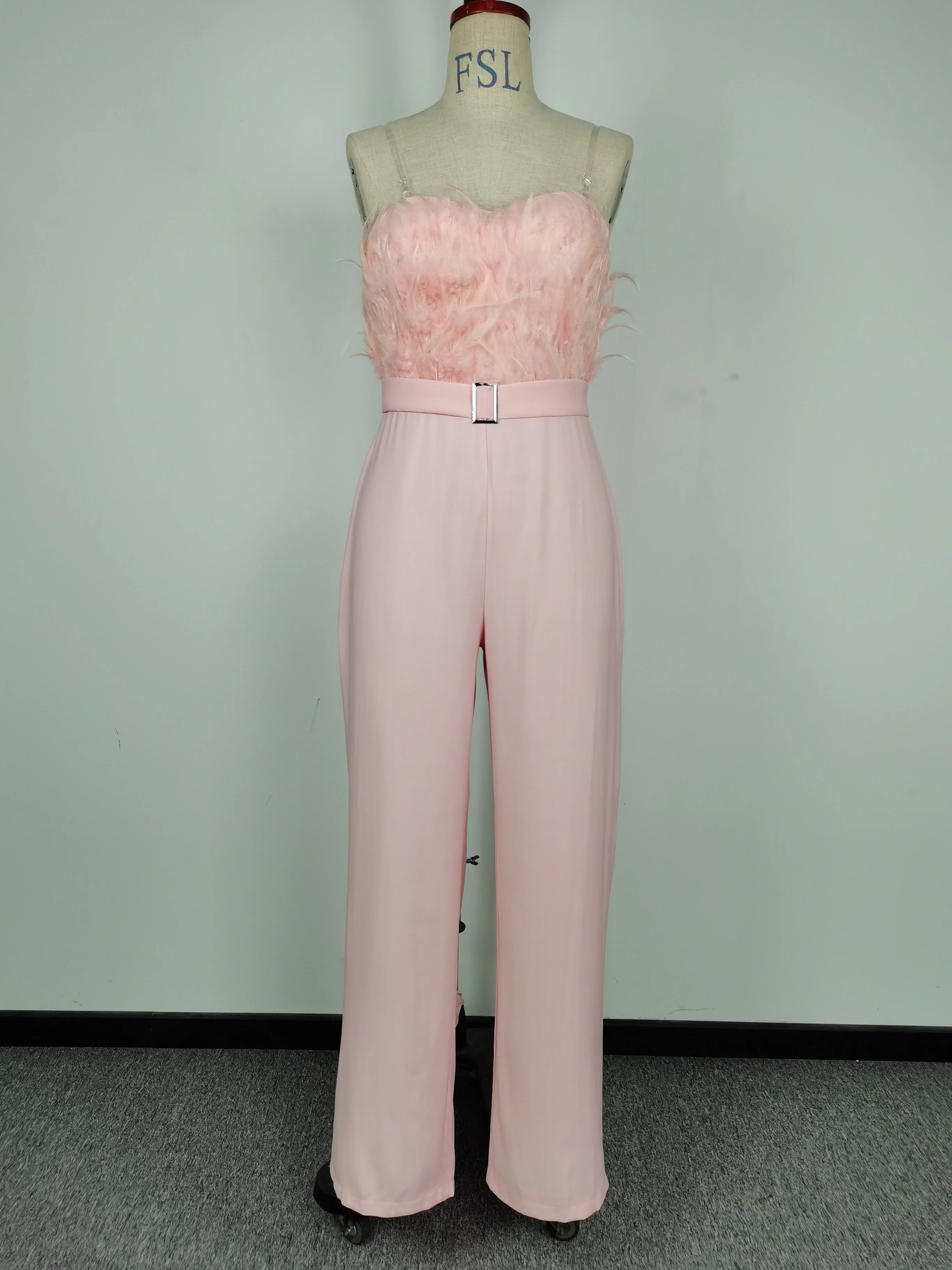 Hulianfu Jumpsuit Women Elegant Long Jumpsuit Strapless Slash Neck Feather Tube Top Sexy Fashion Party Night Evening Jumpsuit Summer - Deanwangkt