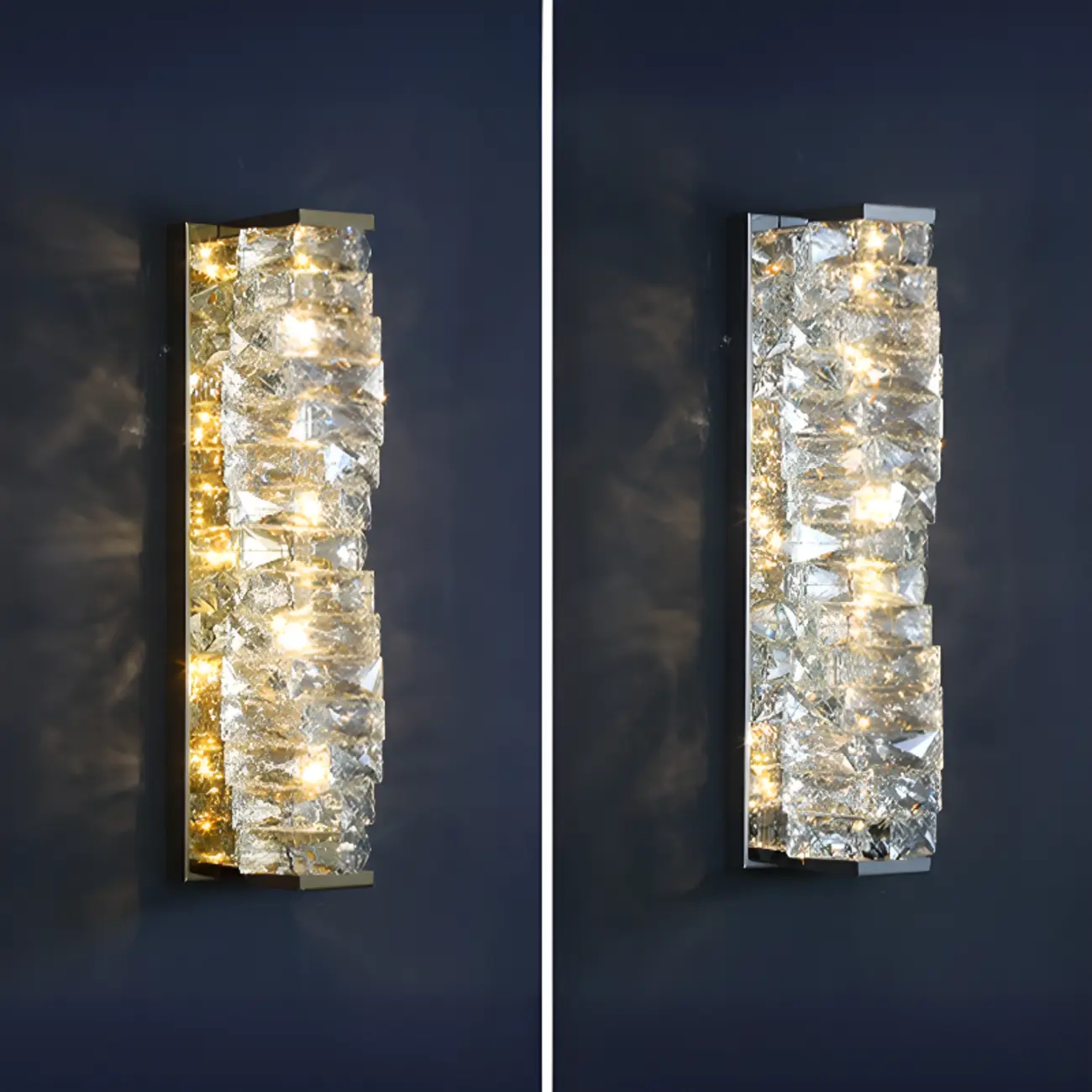2-Light Geometric Wall Light with Clear Crystal