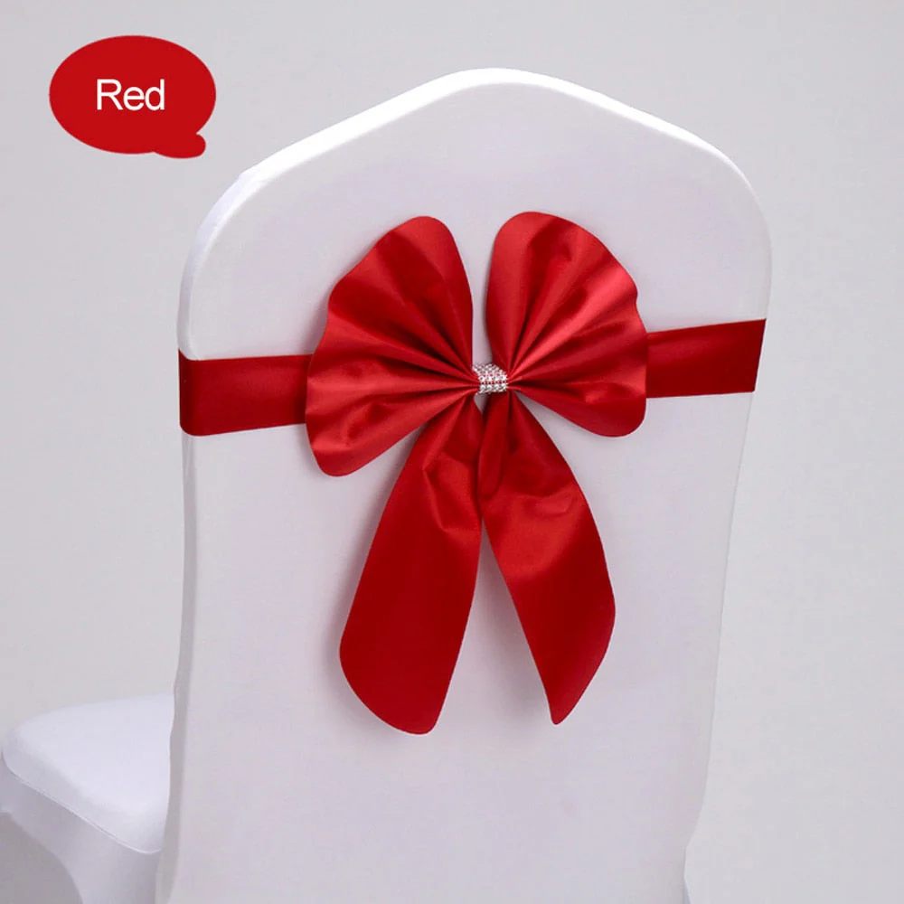 HULIANFU Wedding Ceremony Decor 10 Pieces Red Blue Already Bow Tie Hotel Banquet Chair Sash Band Conference Event Birthday Party Favor - Deanwangkt