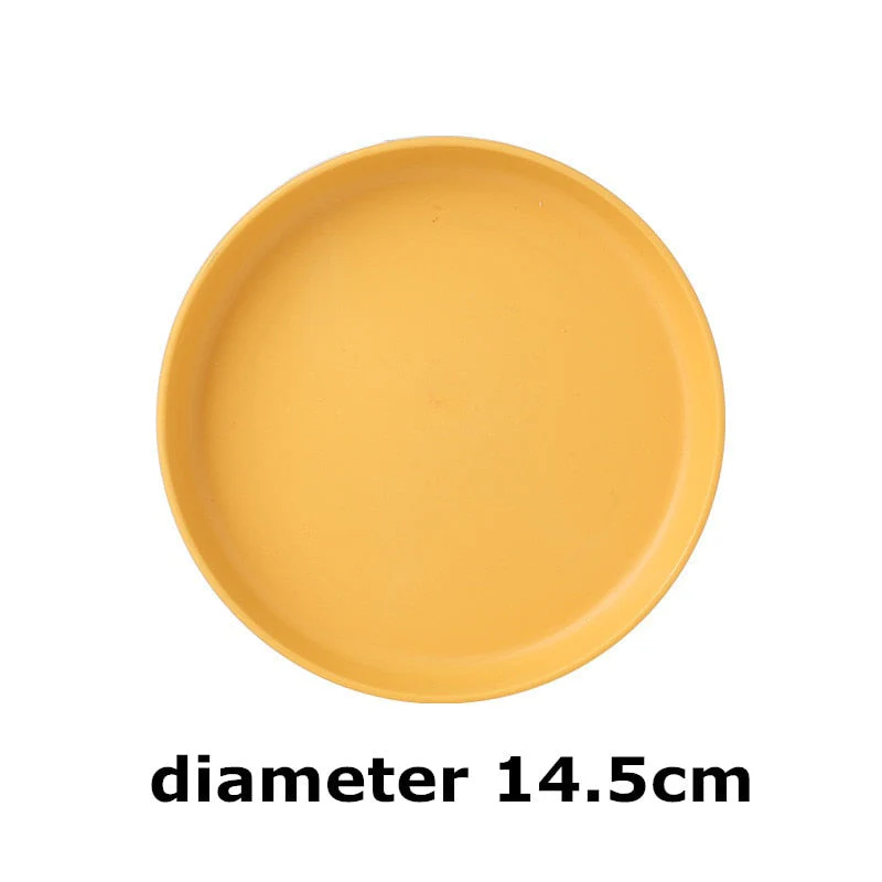 HULIANFU Kitchen Plastic Plates Wheat Straw Food Sauce Dish Taste Board Snack Fruit Plates Round Household Dishes Modern Dinner Plates - Deanwangkt