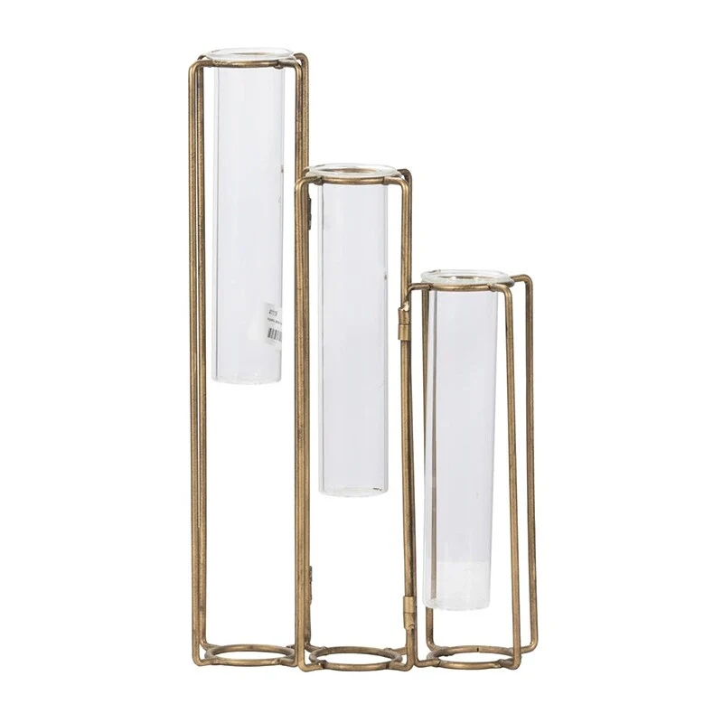 A&B Home Goldtone Metal and Glass Vase