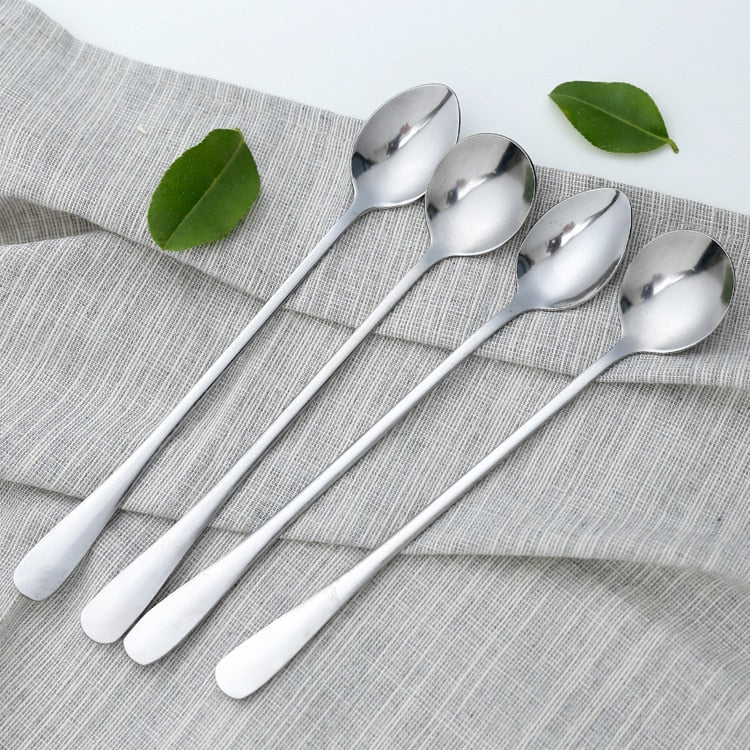 HULIANFU Tea Coffee Soup Spoon For Eating Mixing Stirring Long Handle Teaspoon Ice Cream Honey Spoon Cocktail Spoons Kitchen Cutlery - Deanwangkt