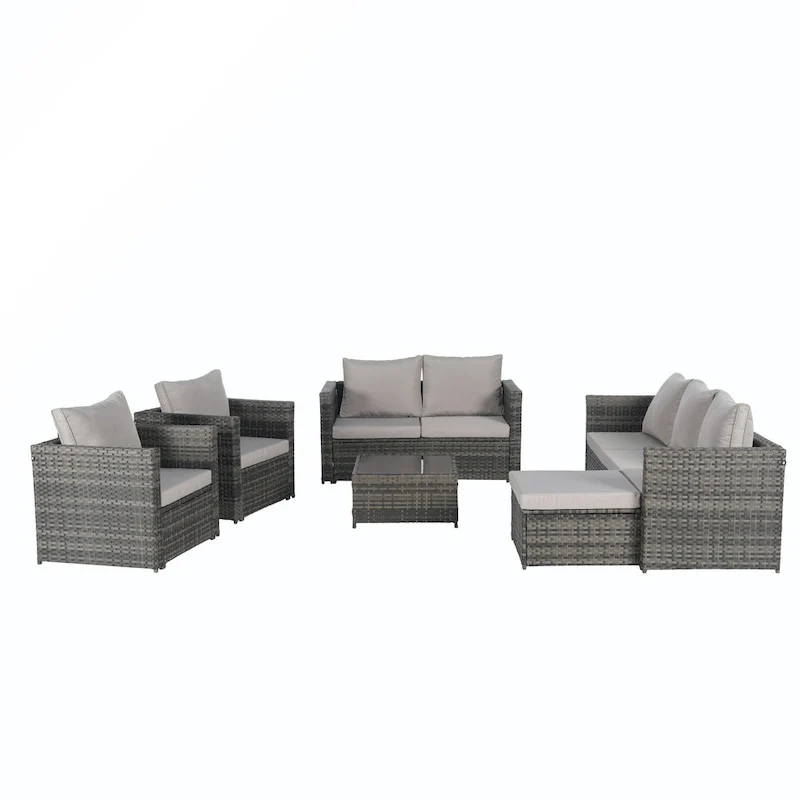 6PCS Rattan Convrtsation Set With Glass Table