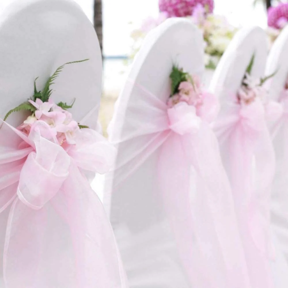 HULIANFU Wedding Decoration Organza Chair Sashes Bow For Party Christmas Halloween hotel Chair Decoration Supplies(Pack of 50pcs  pink) - Deanwangkt