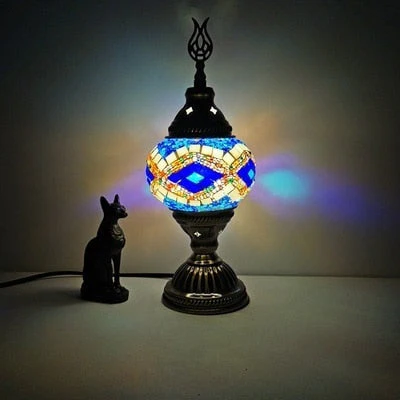 HULIANFU Turkish mosaic table Lamp vintage art deco Handcrafted lamparas de mesa mosaic Glass romantic bed light lamparas con mosaicos - Deanwangkt