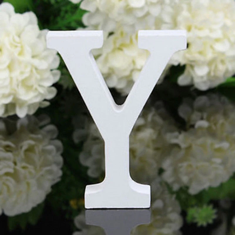 HULIANFU White Wood Letter Alphabet DIY Personalised Name Design Art Crafts Free Standing Xmas Birthday Wedding Party Home Decoration - Deanwangkt