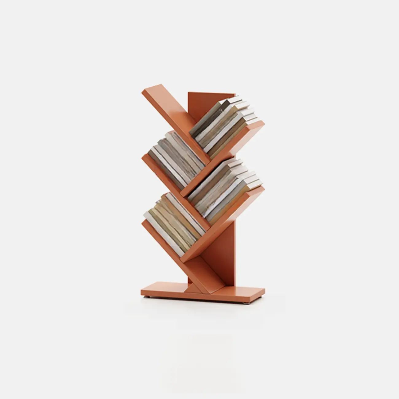 Black Wood Tree-Shaped Vertical Display Bookcase