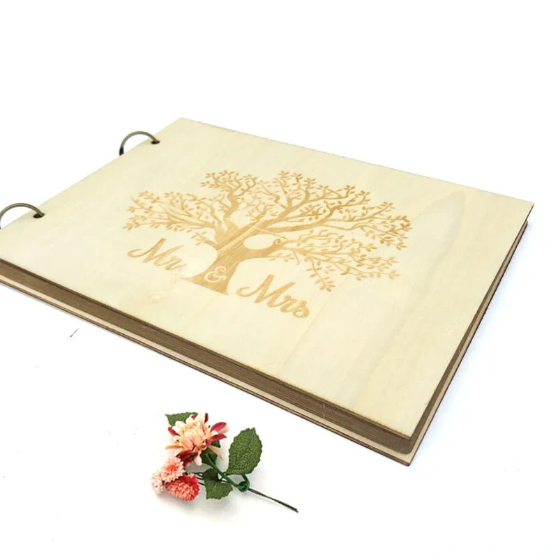 HULIANFU New Wooden Wedding Guestbook Reception Book Sign-in Book Personalized Mr. and Mrs. Photo Frame Wedding Decoration Supplies - Deanwangkt