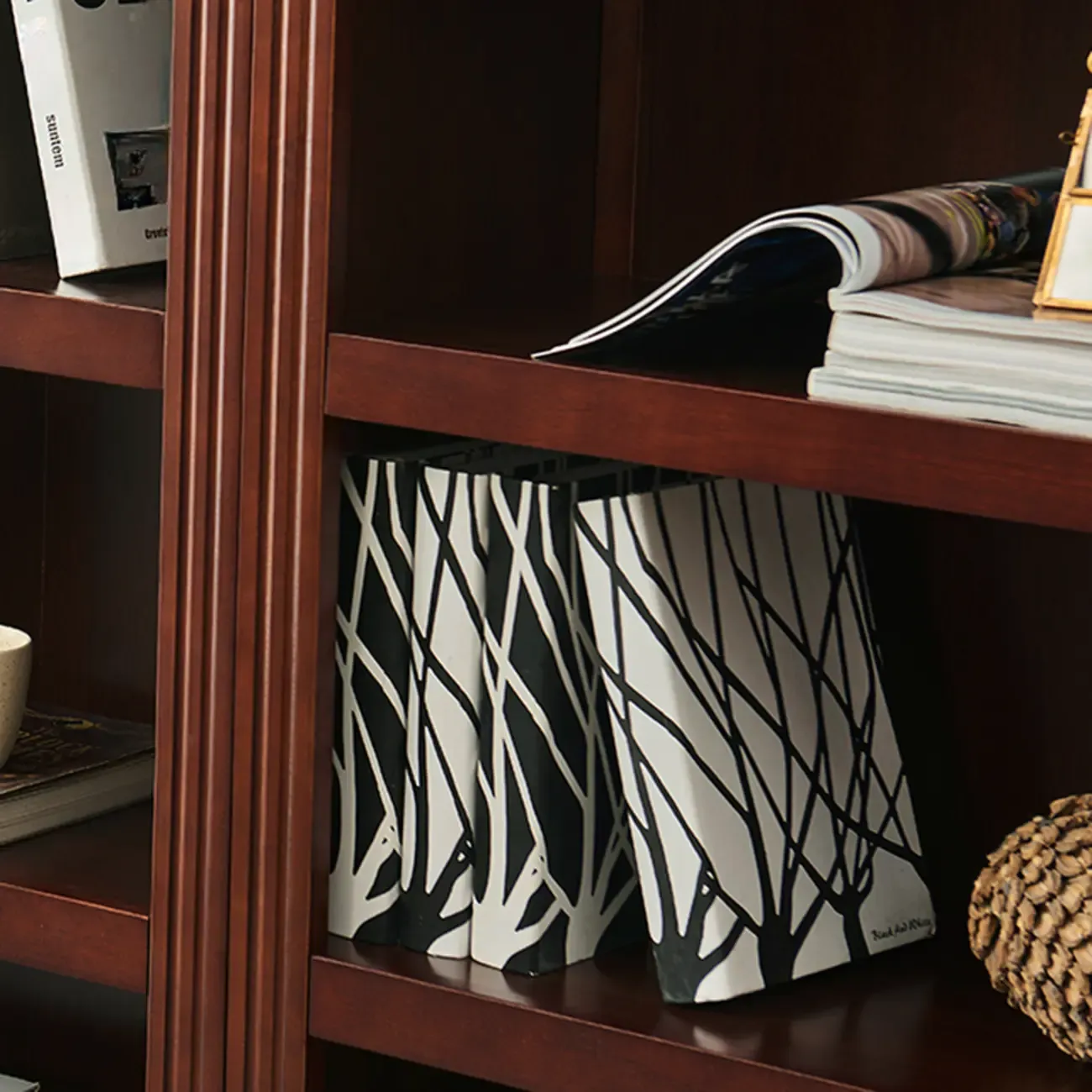 Classic Birch Wood 5-Tier Vertical Barrister Bookcase