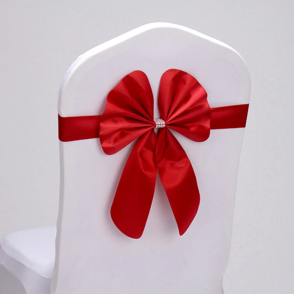HULIANFU Wedding Ceremony Decor 10 Pieces Red Blue Already Bow Tie Hotel Banquet Chair Sash Band Conference Event Birthday Party Favor - Deanwangkt
