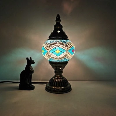 HULIANFU Turkish mosaic table Lamp vintage art deco Handcrafted lamparas de mesa mosaic Glass romantic bed light lamparas con mosaicos - Deanwangkt