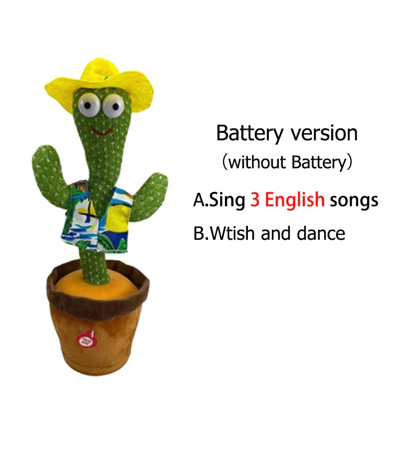 HULIANFU New Electronic Dancing Cactus Singing Dancing Decoration Gift for Kids Funny Early Education Toys Knitted Fabric Plush Toys - Deanwangkt