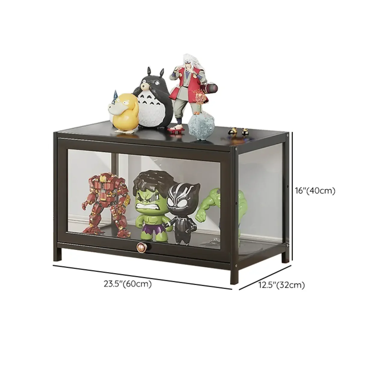 Simple Flip-up Black Clear Glass Cabinet