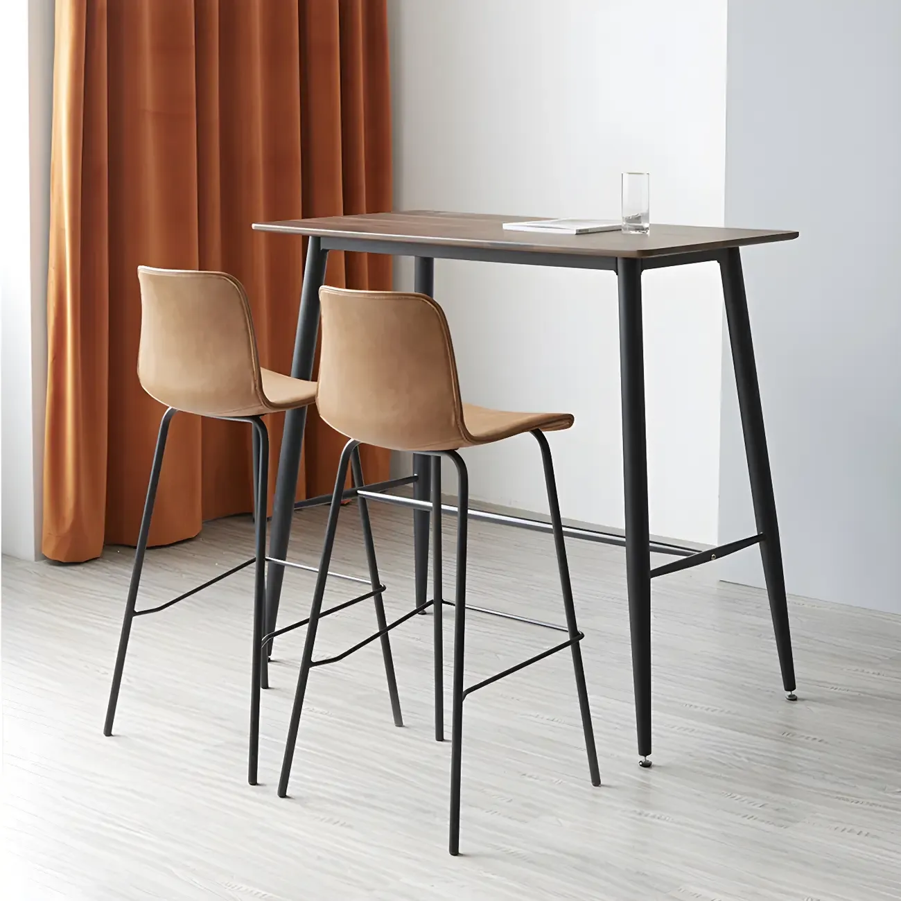 Brown Saddle Metal Frame Leather Counter Stools with Backs