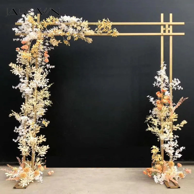 HULIANFU Wedding arch Wrought Iron Wedding Props Double Pole Square Arch Flower Stand Outdoor Square Frame Shelf Party Backdrop Decor - Deanwangkt