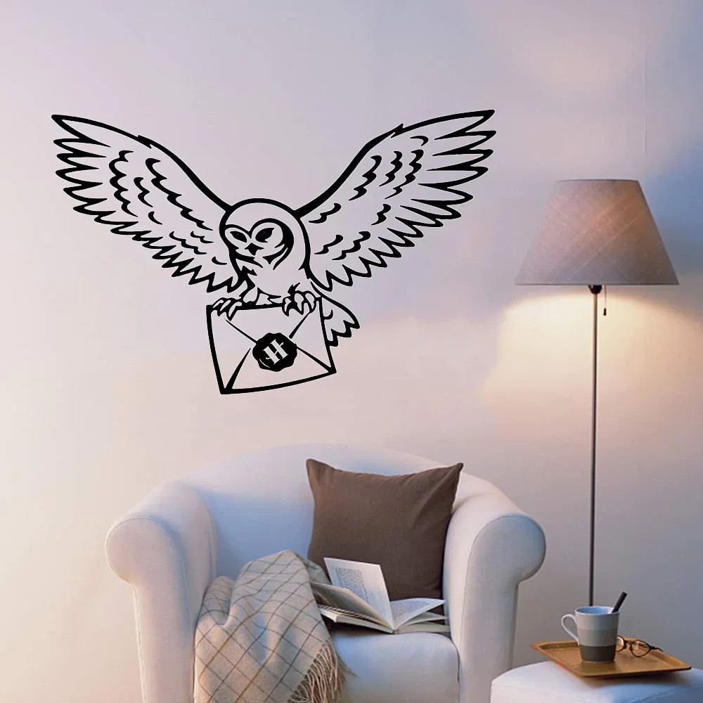 HULIANFU Owl Potter Bird Envelope Wall Sticker Potter Harr Anime Movie Inspiral Quote Wall Decal Bedroom Kids Room Vinyl Decor - Deanwangkt