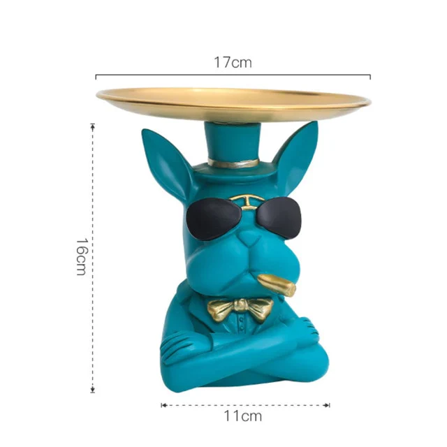 HULIANFU Nordic French Bulldog Sculpture Dog Statue Statue Jewelry Storage Table Decoration Gift Belt Plate Glasses Tray Home Art Statue - Deanwangkt