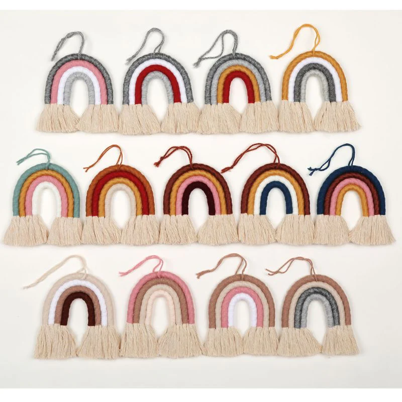 HULIANFU Macrame Rainbow Wall Hanging Decorative Colored for Boho Home Decor, Party Supplies, Baby Shower, Nursey Dorm Room - Deanwangkt