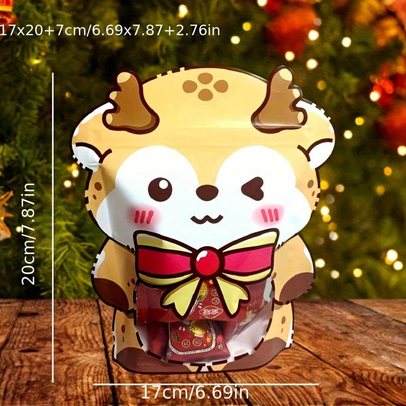 Christmas Treat Bags Set - 25/50pcs Cute Cartoon Self-Sealing Gift Bags for Snacks, Candy & Cookies - Perfect for Holiday Parties & Baking Essentials - Deanwangkt