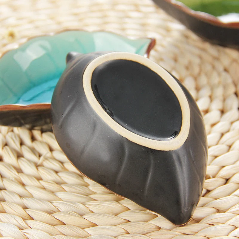 HULIANFU Japanese Leaf Ceramic Sauce Dish Kitchen Seasoning Plate Ice Cracked Glaze Sauce Small Dishes Fish Shaped Bowl For Kitchen - Deanwangkt