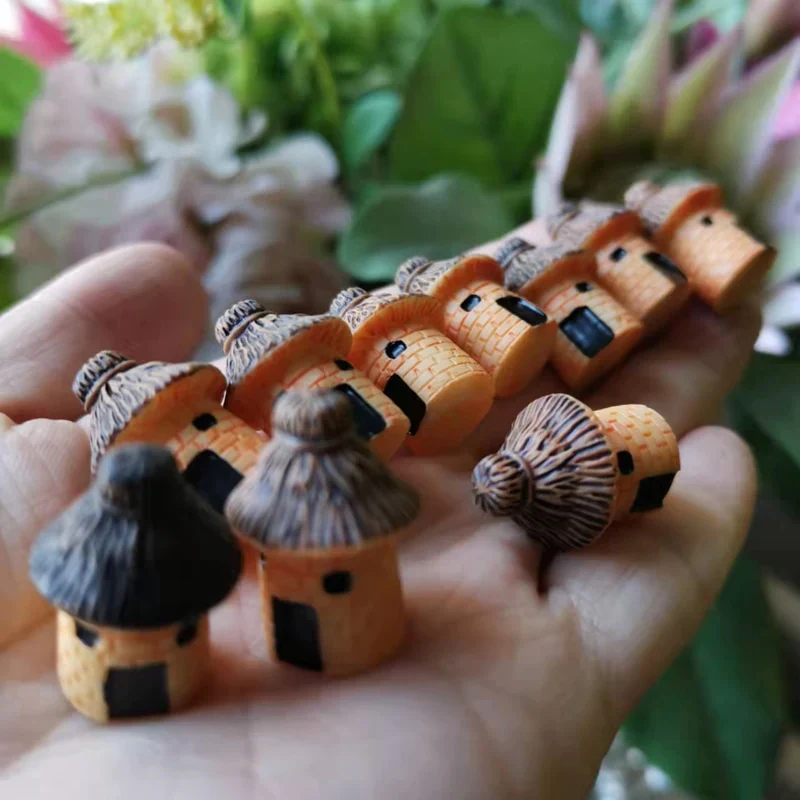 HULIANFU New~9 pcs mini house/little trees/miniatures cottage/shabby /cute/ fairy garden/gnome/moss terrarium home decor/crafts supplies - Deanwangkt