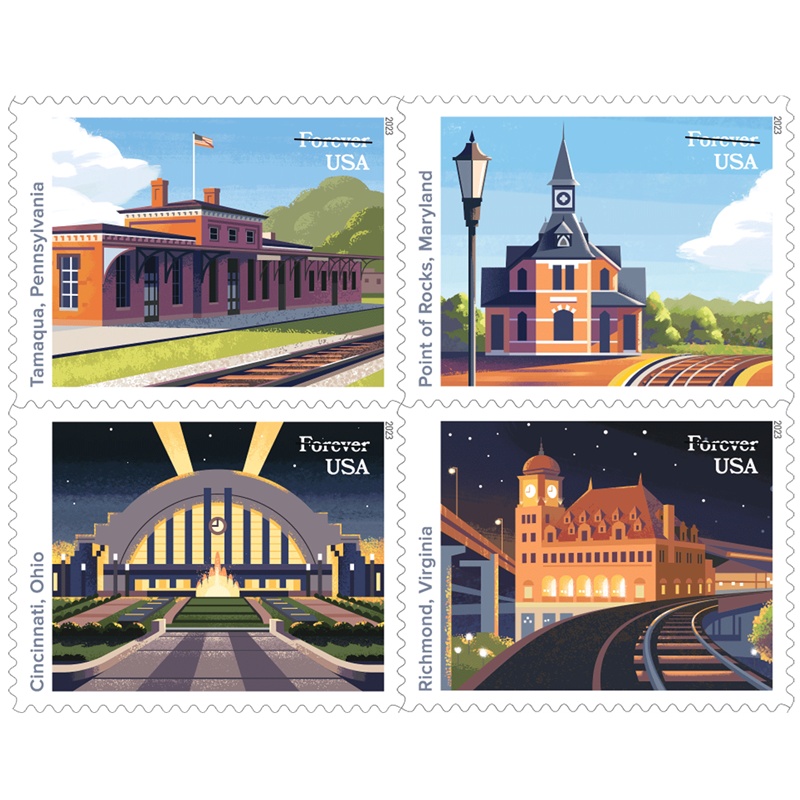 Railroad Stations 2023, (Sheet of 20) - TWENTYSTAMPS