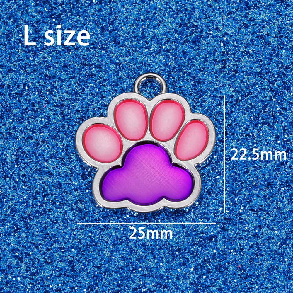 HULIANFU Personalized Dog Cat Tags Engraved Cat Dog Puppy Pet ID Name Collar Tag Pendant Pet Accessories Paw Glitter Pendant - Deanwangkt