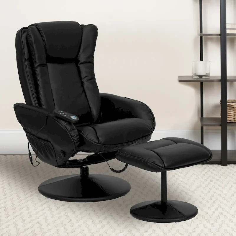 LeatherSoft Massaging Multi-Position Recliner w/Ottoman