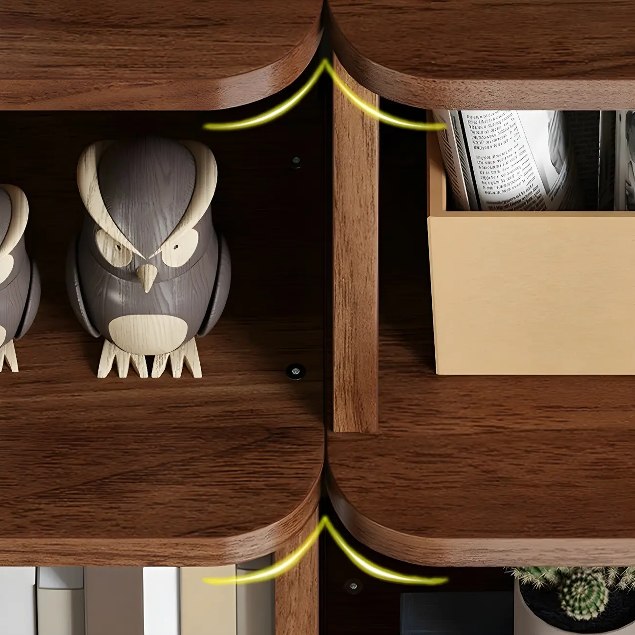 Tall Modern Walnut Open Back 6-Shelf Wood Bookcase