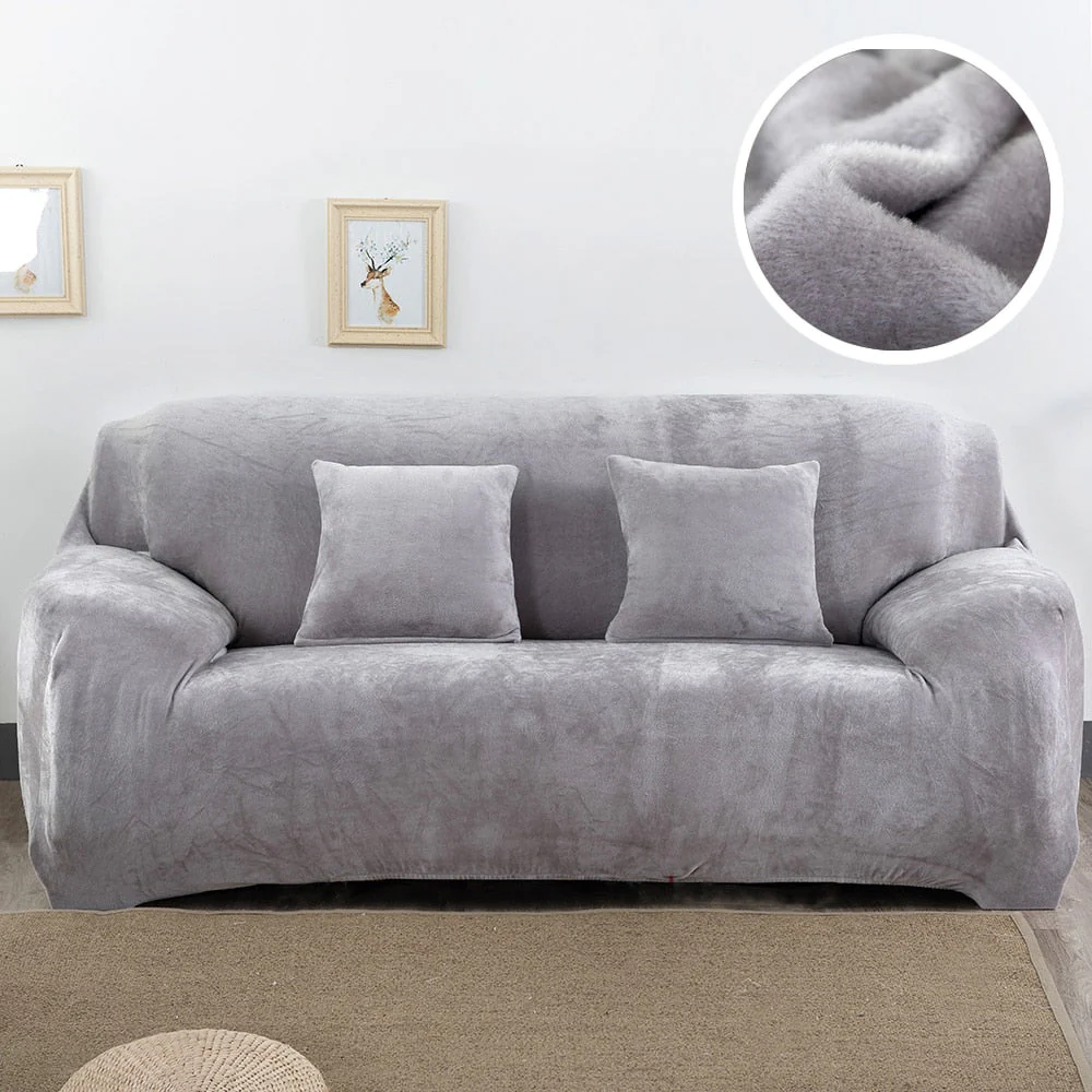 HULIANFU Plush Thick Sofa Cover for Living Room Adjustable Elastic Corner Couch Covers Sectional Slipcover Decor Sofa Chaise Cover Lounge - Deanwangkt