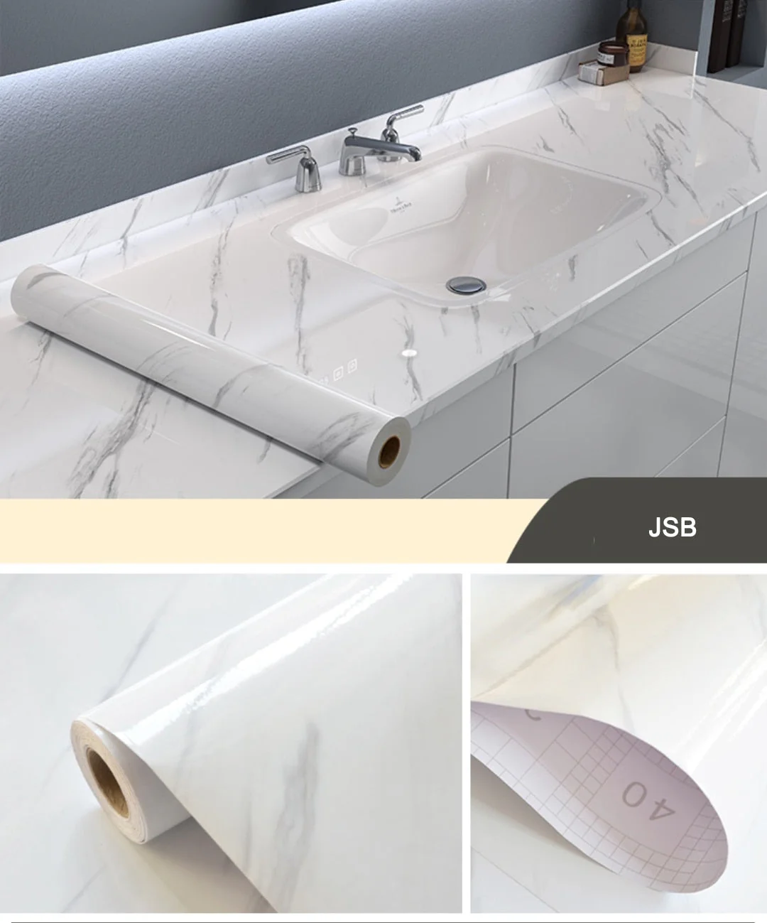 HULIANFU 2026  Kitchen Oil-proof Transparent Film Thick Self Adhesive Waterproof Countertop Furniture Marble Wallpaper Bathroom Decor Stickers - Deanwangkt