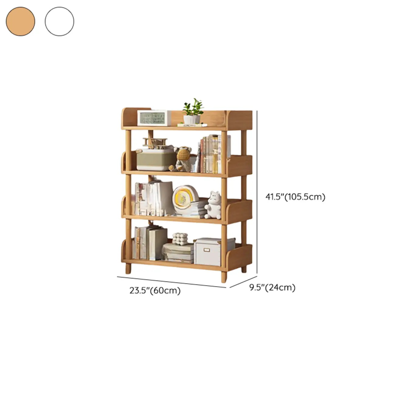 Vertical Natural Multi-Shelf Open Back Wood Bookcase