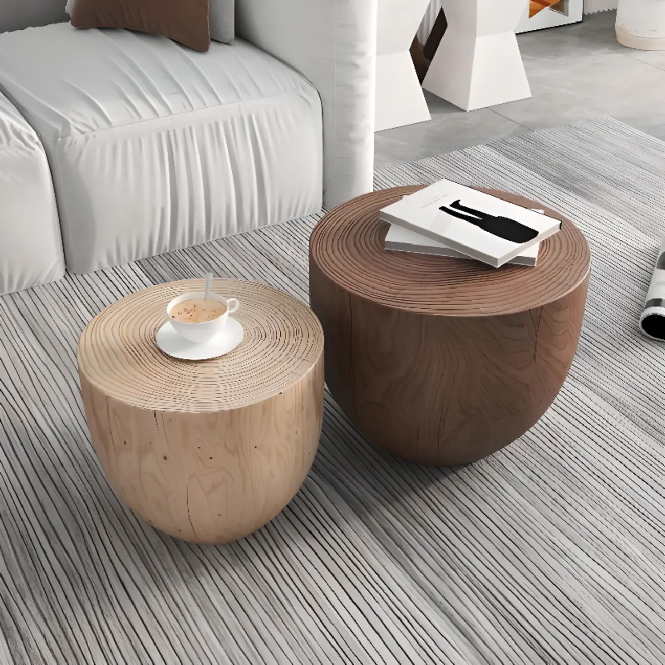 Hourglass Wooden Natural Finish Chairside Table