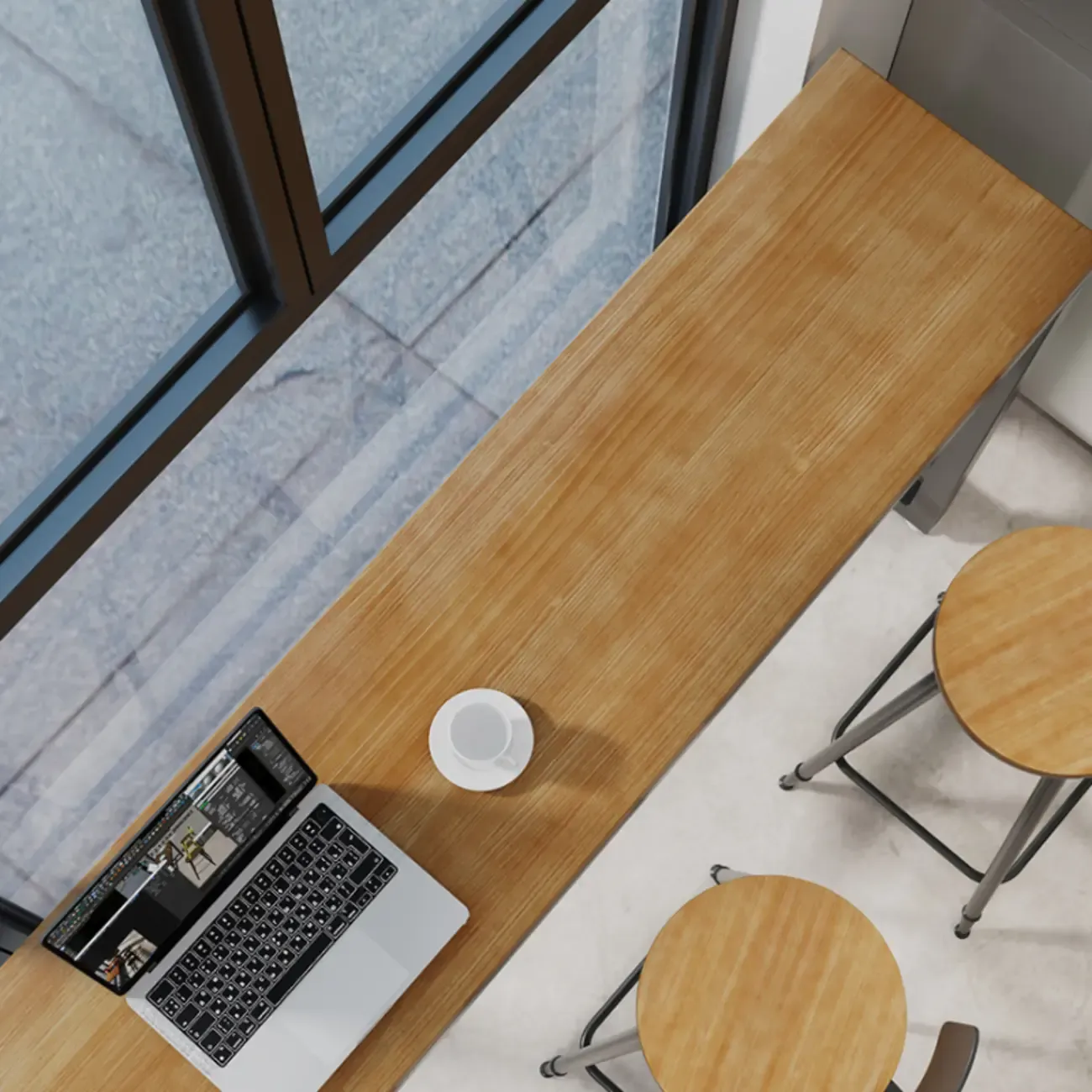 Retro Brown Wooden Industrial Bar Tables