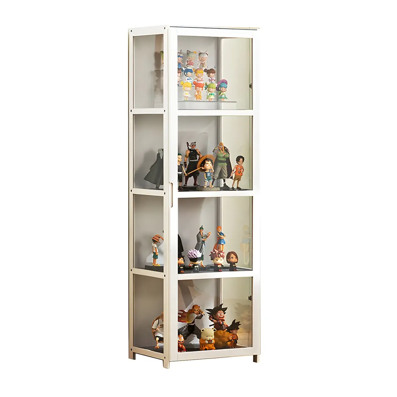 White Modern Bamboo Clear Figure Curio Cabinet