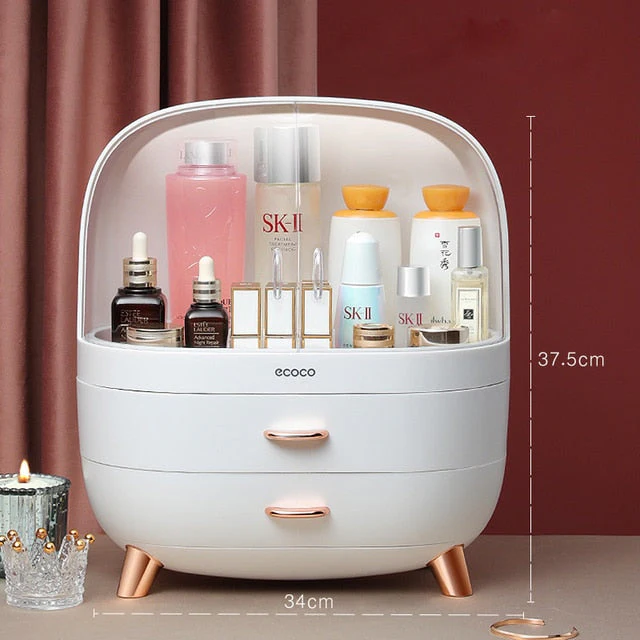 HULIANFU Large Capacity Makeup Organizer Cosmetic Storage Box Drawer Type Desktop Finishing Rack Dustproof Lipstick Beauty Mask Case - Deanwangkt
