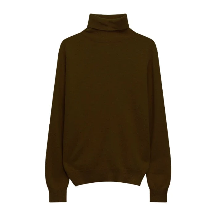Hulianfu Winter High Quality Wwomen's Wool Sweater Solid Color High-neck Pullover Long-sleeved Knit Top - Deanwangkt