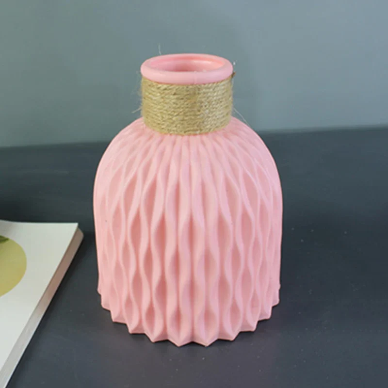 HULIANFU Modern Flower Vase Imitation Ceramic Flower Pot Decoration Home Plastic Vase Flower Arrangement Nordic Style Home Decoration - Deanwangkt