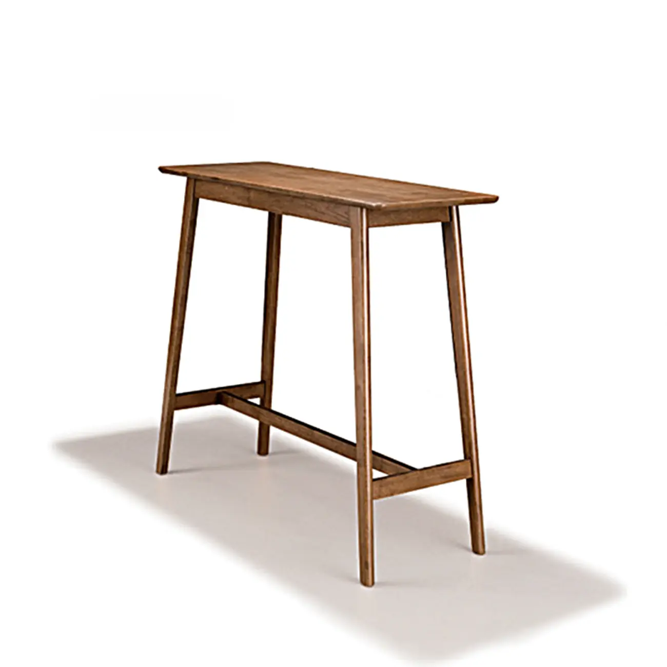 Scandinavian Brown Wooden Rubberwood Footrest Bar Tables