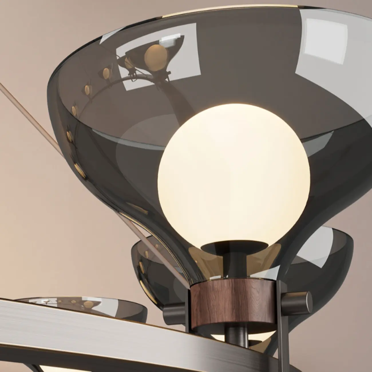 Black Industrial Metal Chandelier with Gray Glass Shade