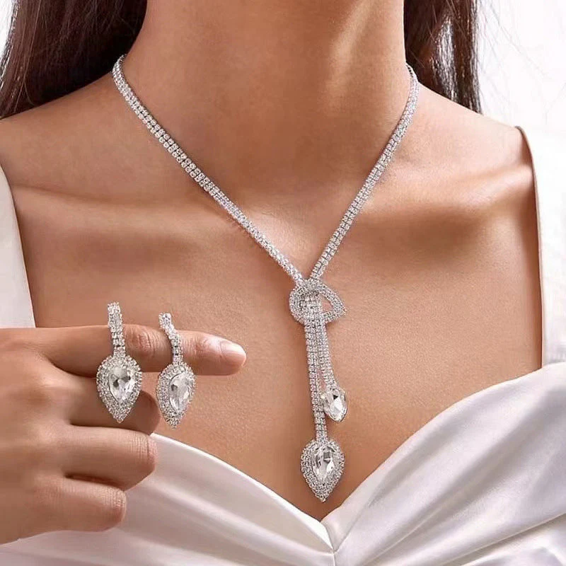 hulianfu Elegant Formal Geometric Patchwork (With Necklaces & Earrings) - Deanwangkt
