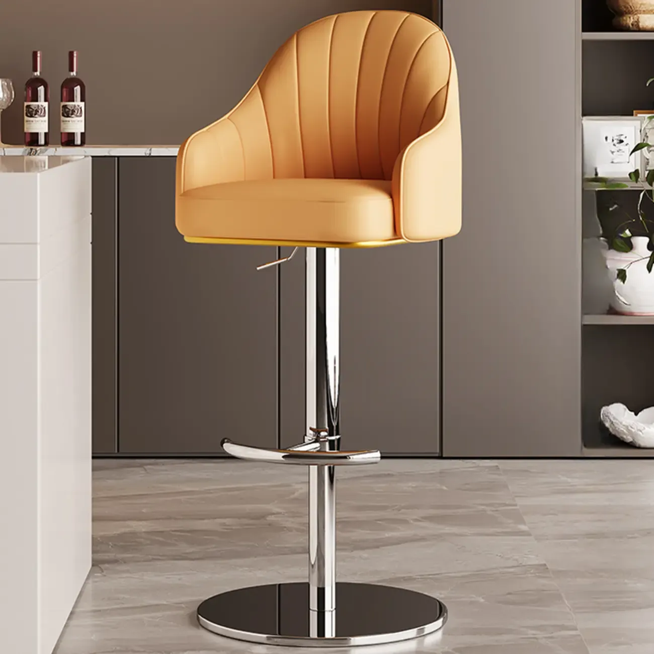 Low Back Adjustable Modern Leather Swivel Bar Stool