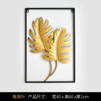 HULIANFU Nordic Metal Leaf Plant Wall Decor Wrought Iron Wall Hanging Non-perforated Wall Mural Living Room Bedroom Home Decoration Hot - Deanwangkt